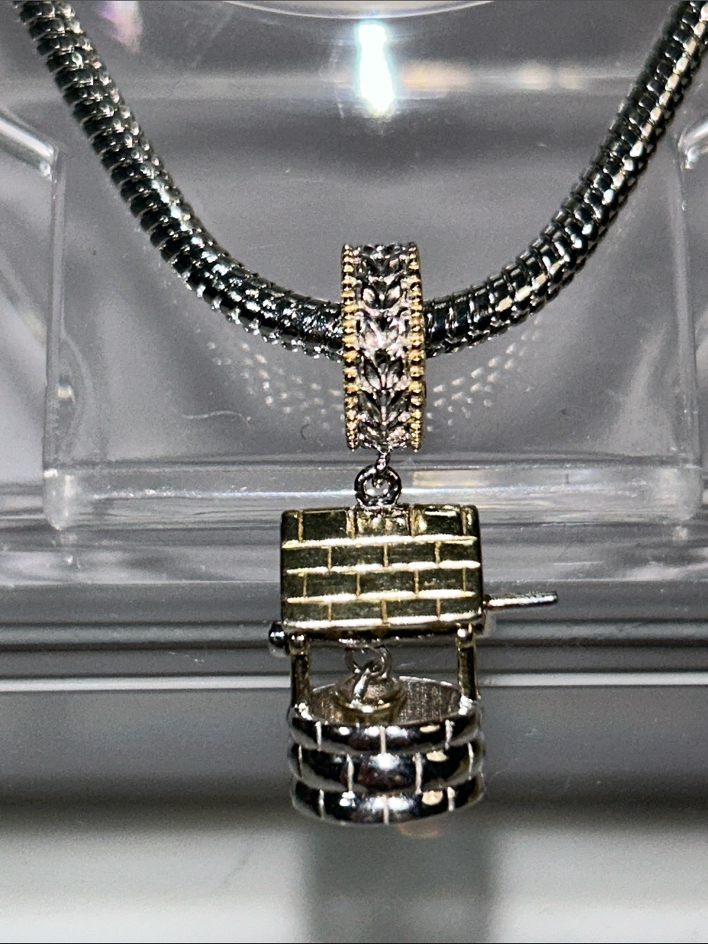 NWOT Gems En Vogue Palladium 18k Accented Wishing Well Euro Pandora Style Charm